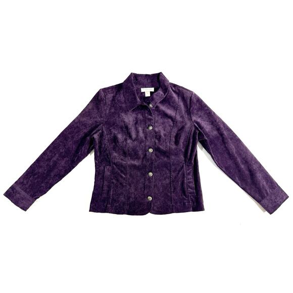 Christopher & Banks Purple Corduroy Jacket Women’s Small Button Front - Picture 1 of 8